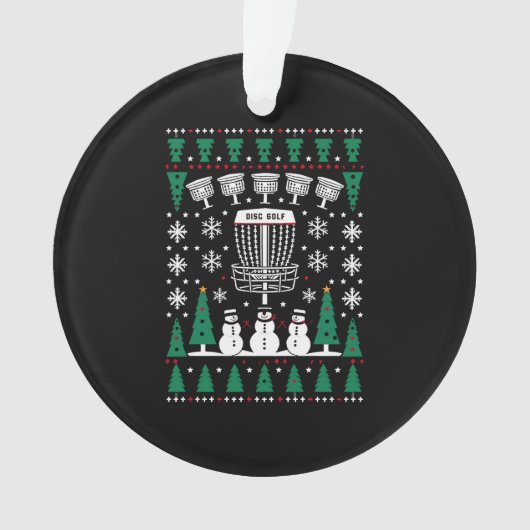 Disc Golf Lelijke Kersttrui Pyjama Cadeaus Ornament (voorkant)