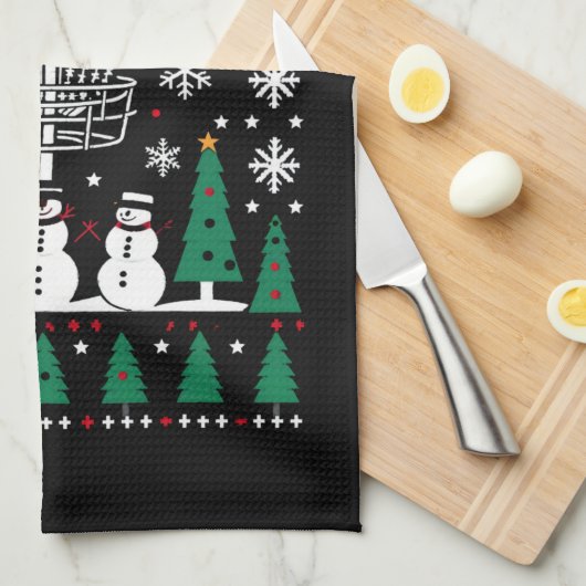 Disc Golf Lelijke Kersttrui Pyjama Cadeaus Theedoek (Quarter Fold)