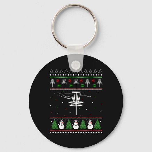 Disc Golf lelijke kersttrui pyjama cadeaus voor  Sleutelhanger (Voorkant)