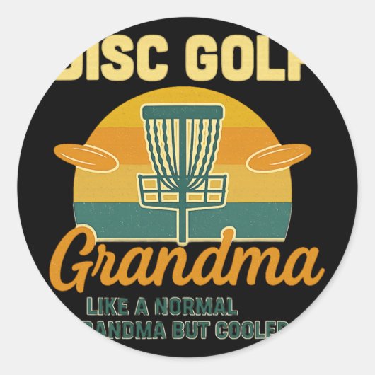Disc Golf Oma Cooler Dan Kleinkinderen  Ronde Sticker (Voorkant)