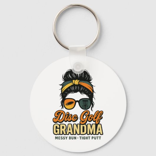 Disc Golf Oma Retro Lettertype  Sleutelhanger (Voorkant)