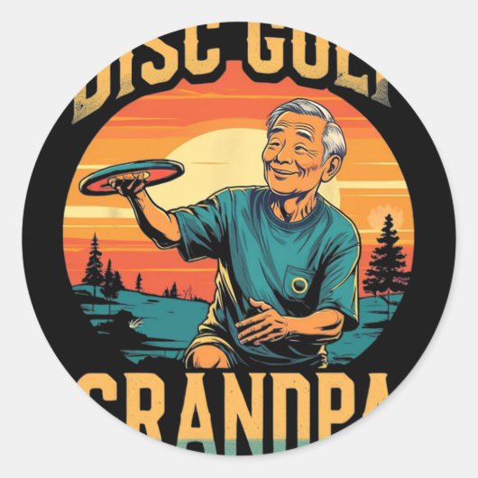 Disc Golf Opa – Grappig Retro Sportontwerp Voor Ronde Sticker (Voorkant)