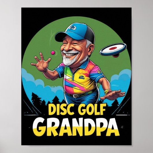 Disc Golf Opa – Groene Dge Cap-worp Retro Poster (Voorkant)