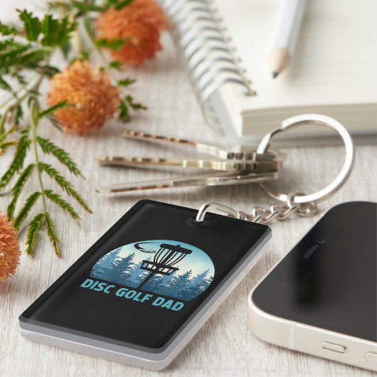 Disc Golf Papa Vaderdag Frisbee Golfer Sleutelhanger (Voorkant Rechts)