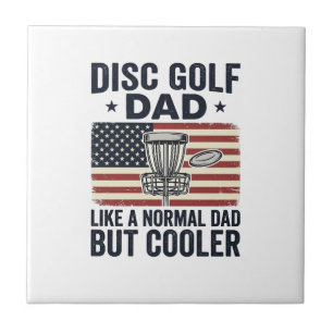 Disc Golf Papa Vintage Vlag Grappig Shirt Ontwerp_ Tegeltje