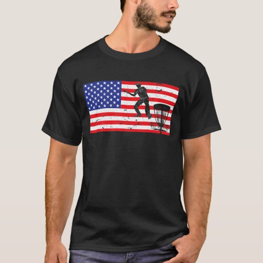 Disc Golf Player VS American Flag Vint T-shirt (Voorkant)