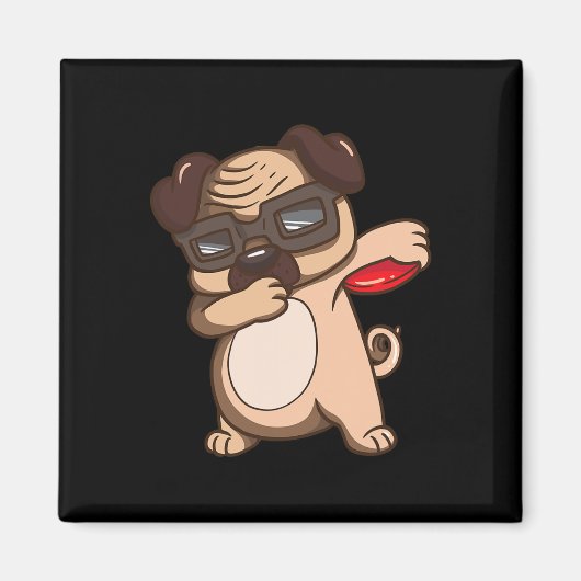 Disc Golf Pug Hond Shirt Kinderen Grappige Disc Go Magneet (Voorkant)