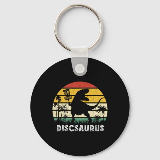 Disc Golf Retro Dinosaur Disc Golf Speler Frolf Fl Sleutelhanger (Voorkant)