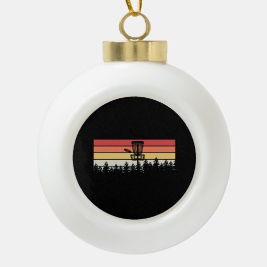 Disc Golf Retro Keramische Bal Ornament (Voorkant)