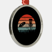 Disc Golf Retro Metalen Ornament (Rechts)