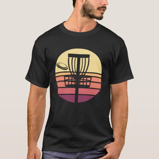 Disc Golf Retro Sunset T-shirt (Voorkant)