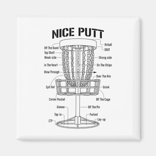 Disc Golf Schets Leuke Putt Grappige Putting Jargo Magneet (Voorkant)