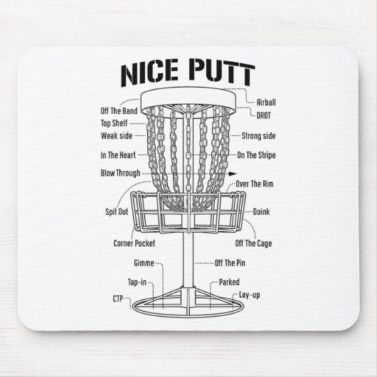 Disc Golf Schets Leuke Putt Grappige Putting Jargo Muismat (Voorkant)