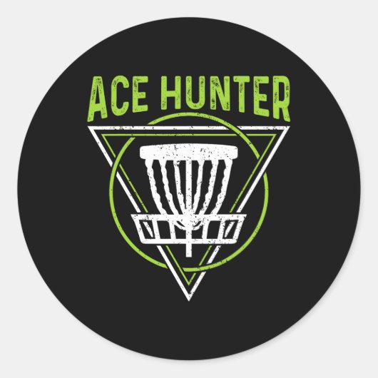 Disc Golf Shirt Funny Ace Hunter Disc Ronde Sticker (Voorkant)