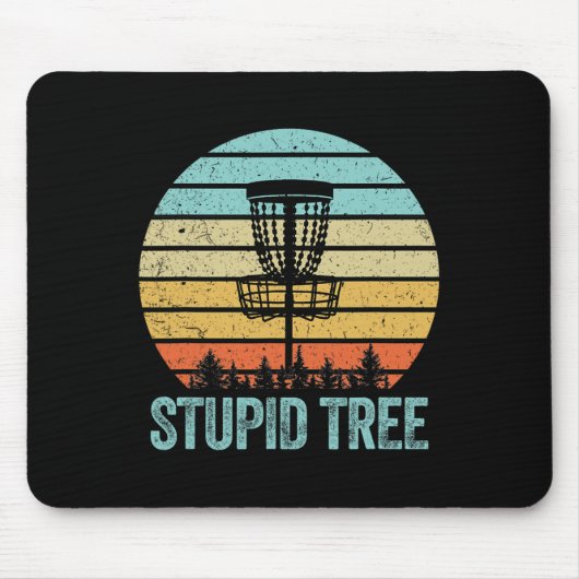 Disc Golf Shirt Funny Stomme Tree Retro Disf Golf Muismat (Voorkant)