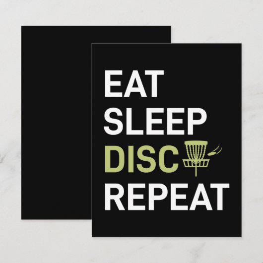 Disc Golf Speler | Eet Slaap Disc Golf Herhaal Notitiekaartje (Voorkant / Achterkant)
