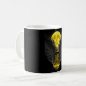 Disc Golf Speler Grappig Bos Maan Waterval Schets  Koffiemok (Voorkant links)