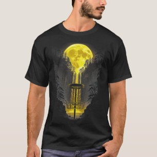 Disc Golf Speler Grappig Bos Maan Waterval Schets T-shirt