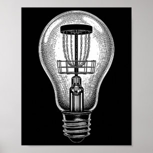 Disc Golf Speler Licht Bulb Sket Goed Idee Golfer  Poster