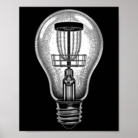 Disc Golf Speler Licht Bulb Sket Goed Idee Golfer  Poster (Voorkant)