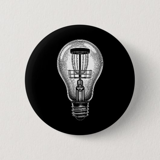 Disc Golf Speler Licht Bulb Sket Goed Idee Golfer Ronde Button 5,7 Cm (Voorkant)