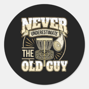 Disc Golf Speler Vader Opa Onderschat Nooit T Ronde Sticker