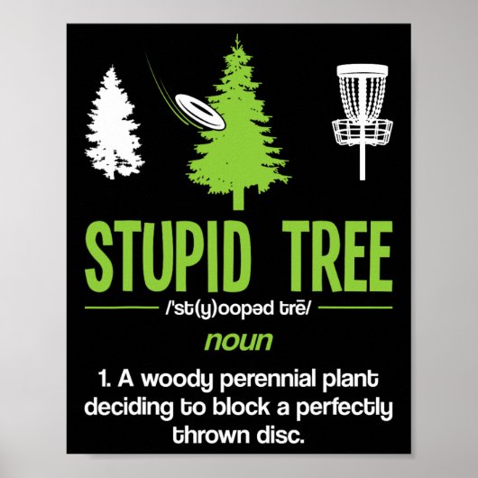 Disc Golf Stupid Tree Noun Dictionary Gift Midrang Poster (Voorkant)