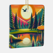 Disc Golf Sunset en Bomen Merry Disk-Mas Keramisch Ornament (Rechts)