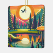 Disc Golf Sunset en Bomen Merry Disk-Mas Keramisch Ornament (Links)