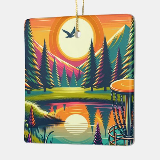 Disc Golf Sunset en Bomen Merry Disk-Mas Keramisch Ornament (Links)