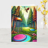 Disc Golf Thema Gelukkige Vaderdag  Kaart (Gele Bloem)