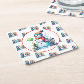 Disc Golf thema Kerstfeest Kartonnen Onderzetters (Schuin)