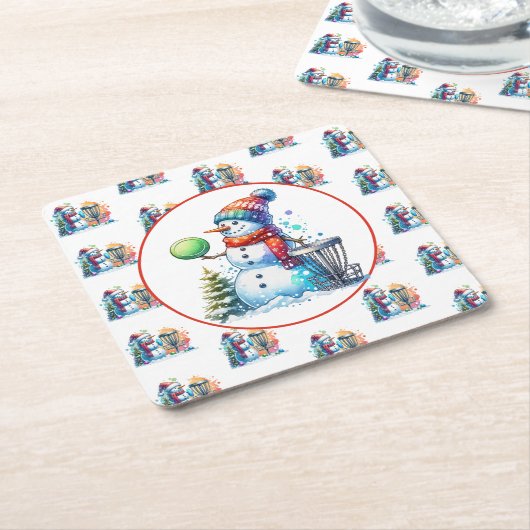Disc Golf thema Kerstfeest Kartonnen Onderzetters (Schuin)