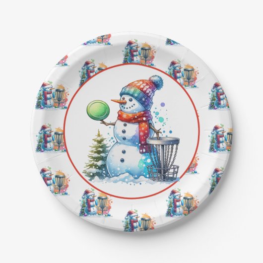 Disc Golf thema Kerstfeest Papieren Bordje (Voorkant)