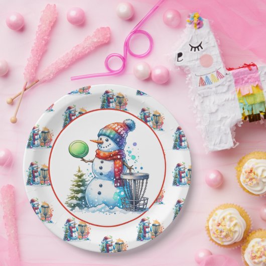 Disc Golf thema Kerstfeest Papieren Bordje (Feest)