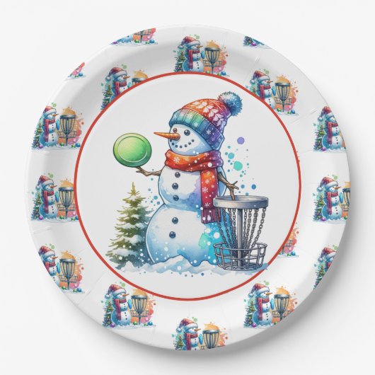 Disc Golf thema Kerstfeest Papieren Bordje (Voorkant)