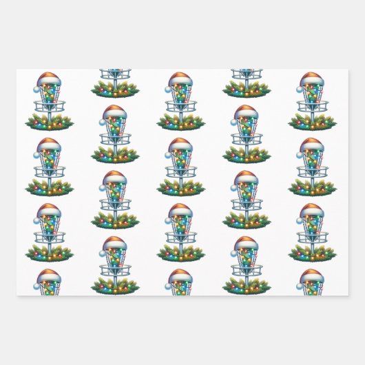 Disc Golf thema Kerstmis Inpakpapier Vel (Voorkant)