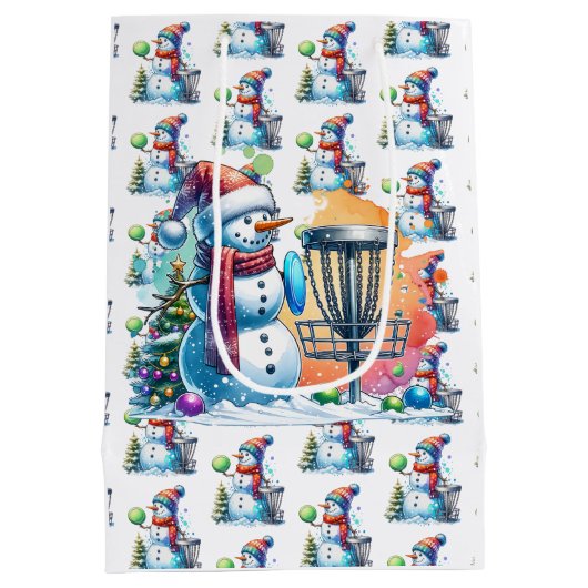 Disc Golf thema Kerstmis Medium Cadeauzakje (Achterkant)