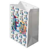 Disc Golf thema Kerstmis Medium Cadeauzakje (Achterkant Gekanteld)