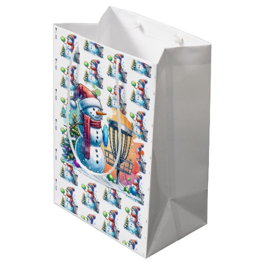 Disc Golf thema Kerstmis Medium Cadeauzakje (Achterkant Gekanteld)