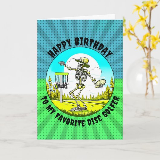 Disc Golf thema verjaardag voor hem Kaart (Gele Bloem)