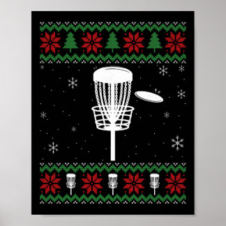 Disc Golf Ugly Christmas Sweater Pajama Gifts For  Poster