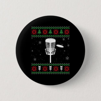Disc Golf Ugly Christmas Sweater Pajama Gifts For  Ronde Button 5,7 Cm