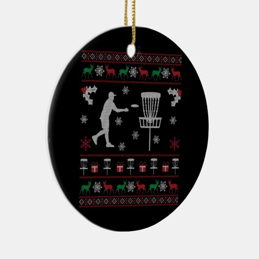 Disc Golf Ugly KerstSweater Gift for Disk Keramisch Ornament (Rechts)