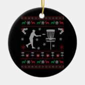Disc Golf Ugly KerstSweater Gift for Disk Keramisch Ornament (Voorkant)