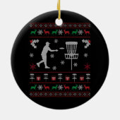 Disc Golf Ugly KerstSweater Gift for Disk Keramisch Ornament (Achterkant)
