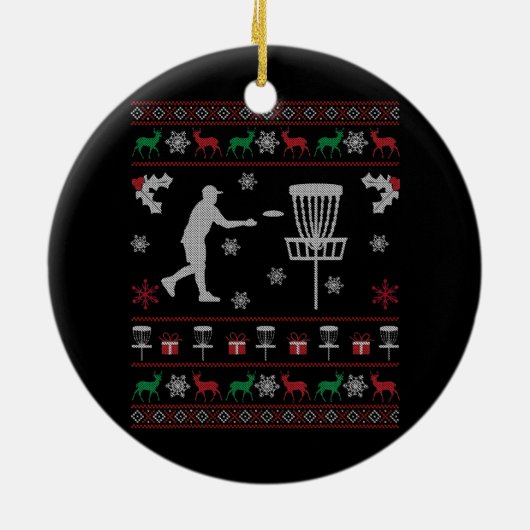 Disc Golf Ugly KerstSweater Gift for Disk Keramisch Ornament (Achterkant)
