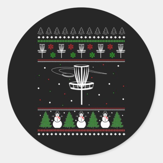 Disc Golf Ugly kerstSweater Pajama cadeautjes voor Ronde Sticker (Voorkant)