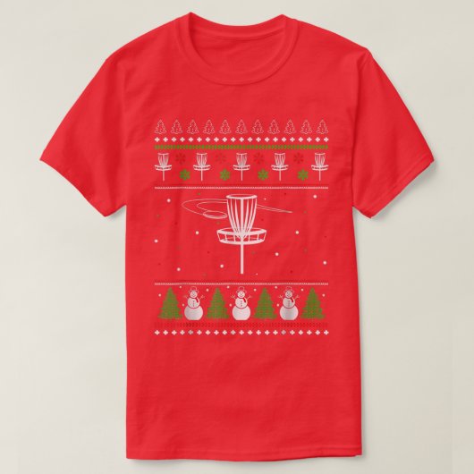 Disc Golf Ugly kerstSweater Pajama cadeautjes voor T-shirt (Design voorkant)