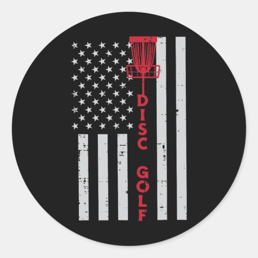 Disc Golf US Flag Frisbee Frolf Patriottische Mann Ronde Sticker (Voorkant)